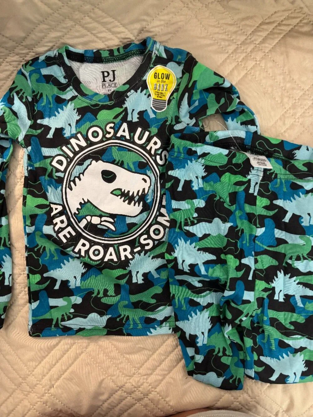 The Children's Place Long Sleeve 2T Dinosaur PJ set